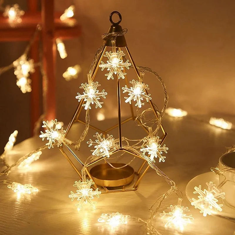 Snowflake Fairy Lights – LED String Lights, Battery/USB Powered