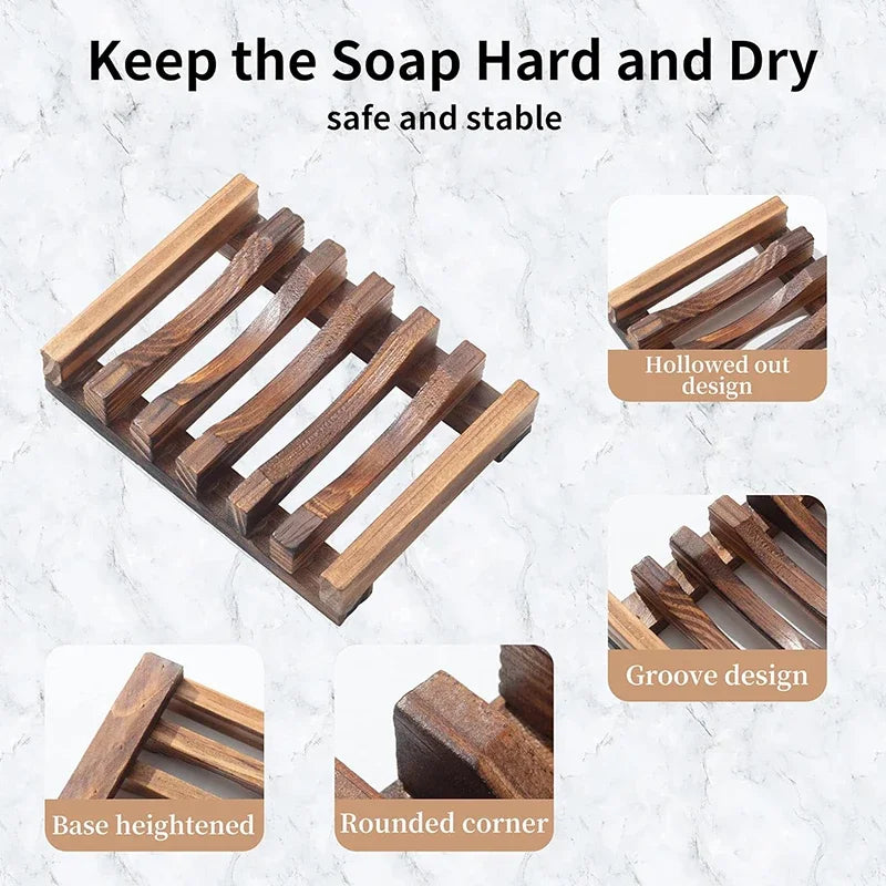 Bamboo Soap Dish with Draining Design | Light or Dark Finish