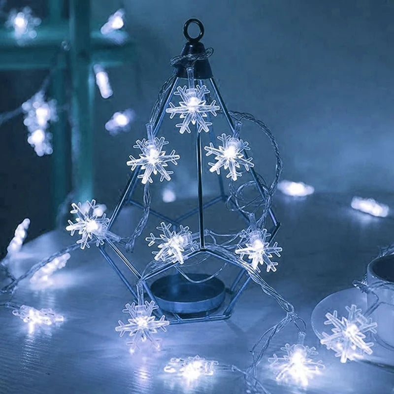 Snowflake Fairy Lights – LED String Lights, Battery/USB Powered