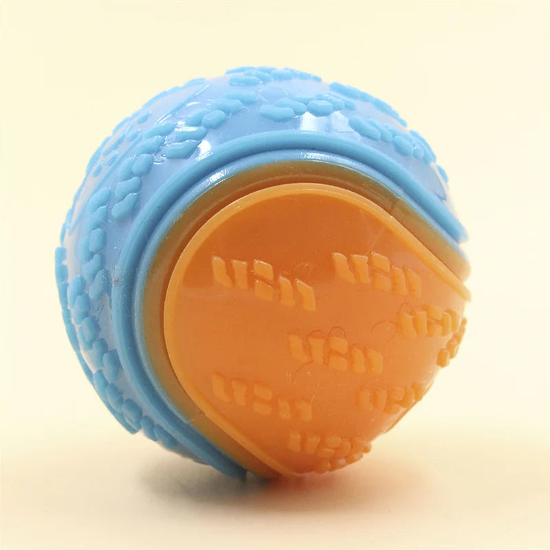 Squeaky Dog Ball Toy | TPR Bite-Resistant | Teeth Cleaning | Blue, Purple & Green