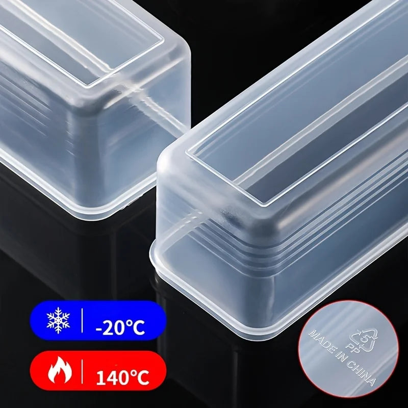 Rectangular Food Storage Containers – Set of 4 Clear Plastic Fridge Organiser Boxes