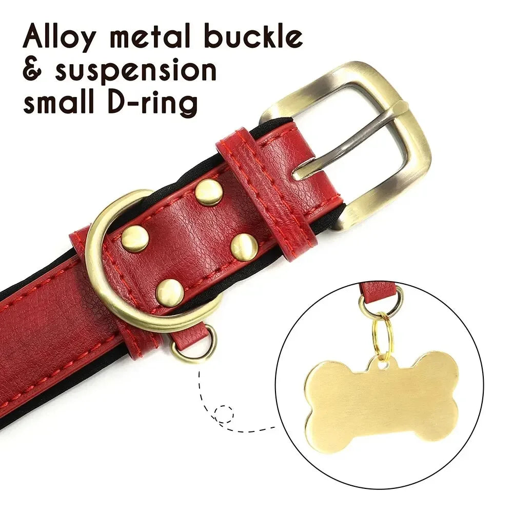 Personalised Leather Dog Collar | Free Engraving | XS–XL | 9 Colours