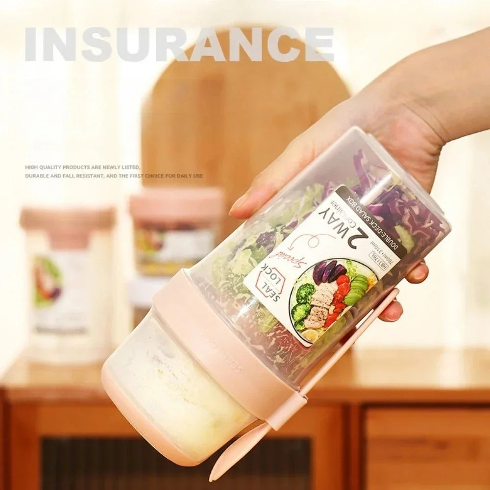 Portable Salad Cup with Lid & Fork | 800ml | Yogurt, Cereal & Snack Container | 4 Colours
