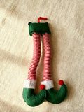 Christmas Elf Legs Decoration | Car Boot & Tree Hanging Pendant | Green & Red