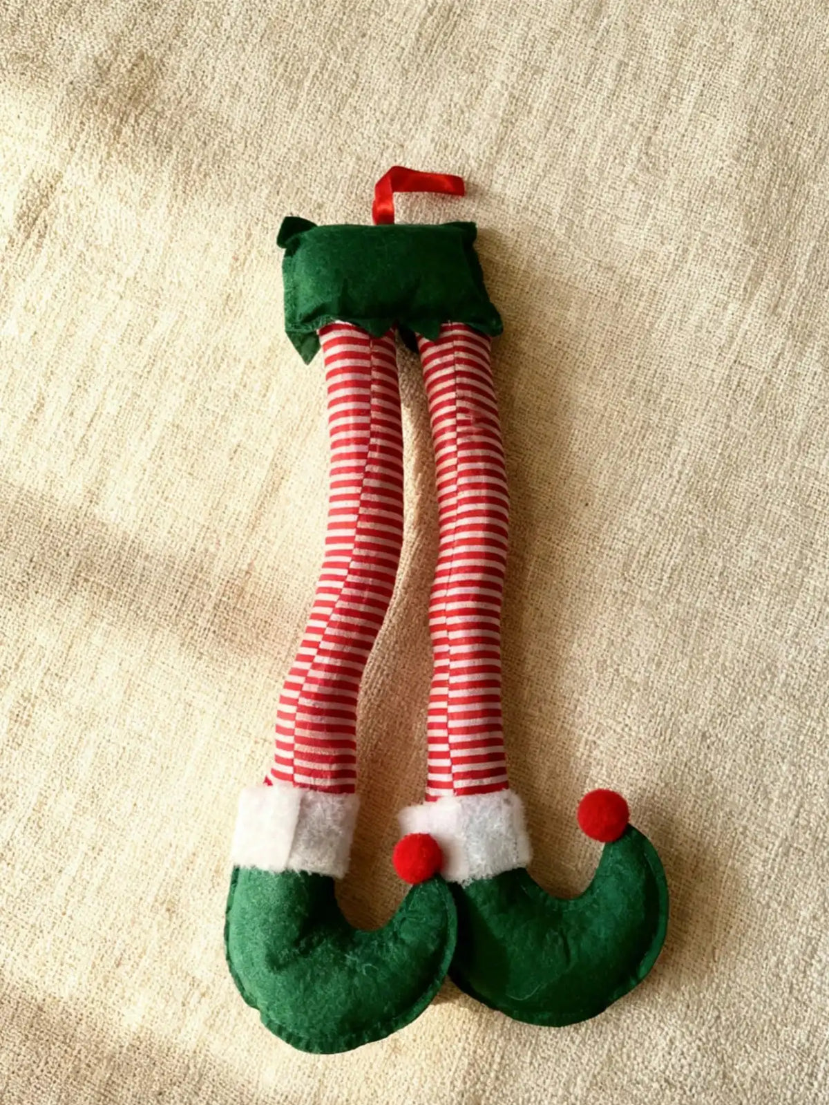 Christmas Elf Legs Decoration | Car Boot & Tree Hanging Pendant | Green & Red