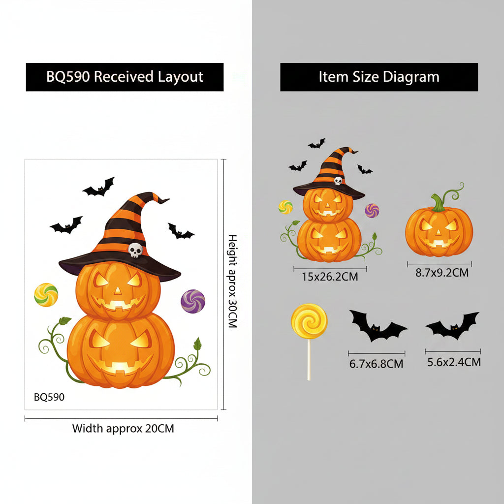 Halloween Window Cling Stickers | Pumpkin, Bat, Skull & Witch Designs | Party Decoration