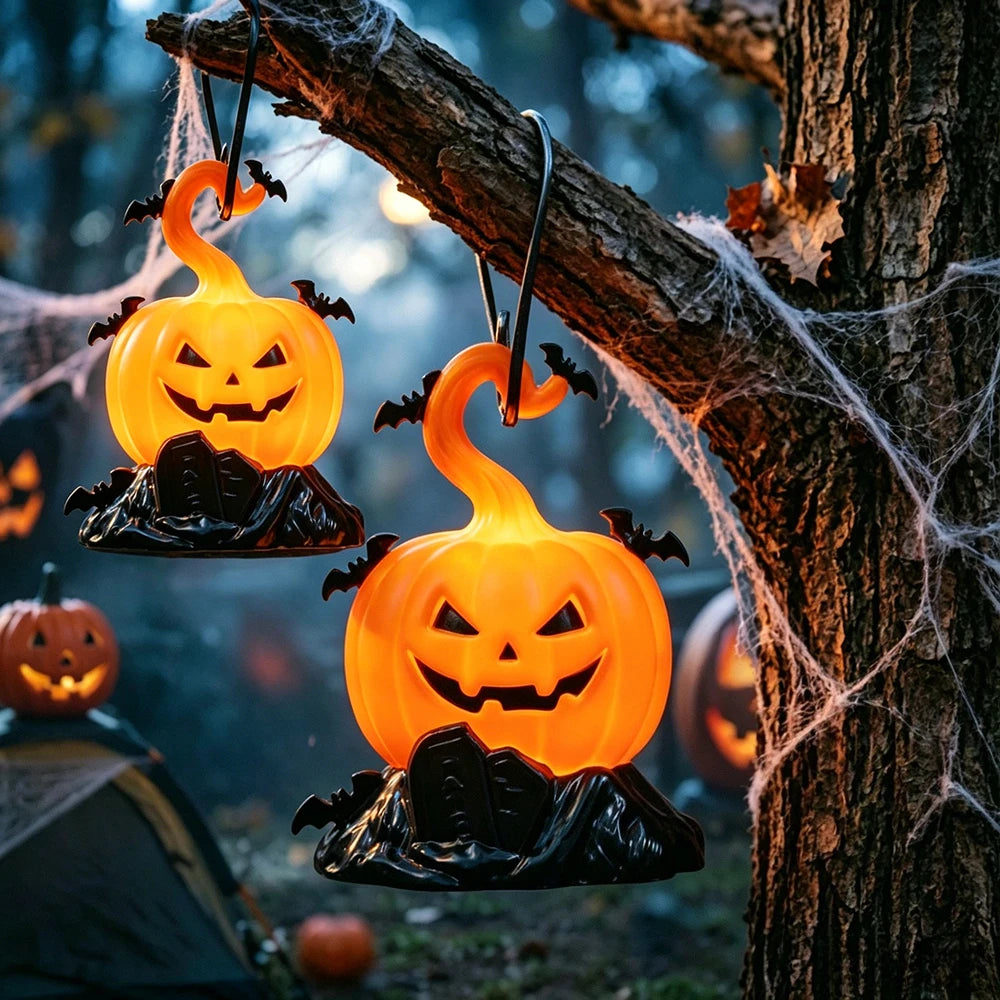 Halloween Pumpkin Lantern with Hook – LED Candle Light Decoration for Home, Porch, Bar & Party