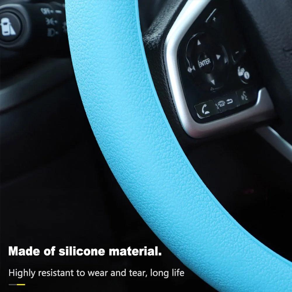 Silicone Steering Wheel Cover | Non-Slip Breathable Universal Fit 38cm | 14 Colours | Car Accessory