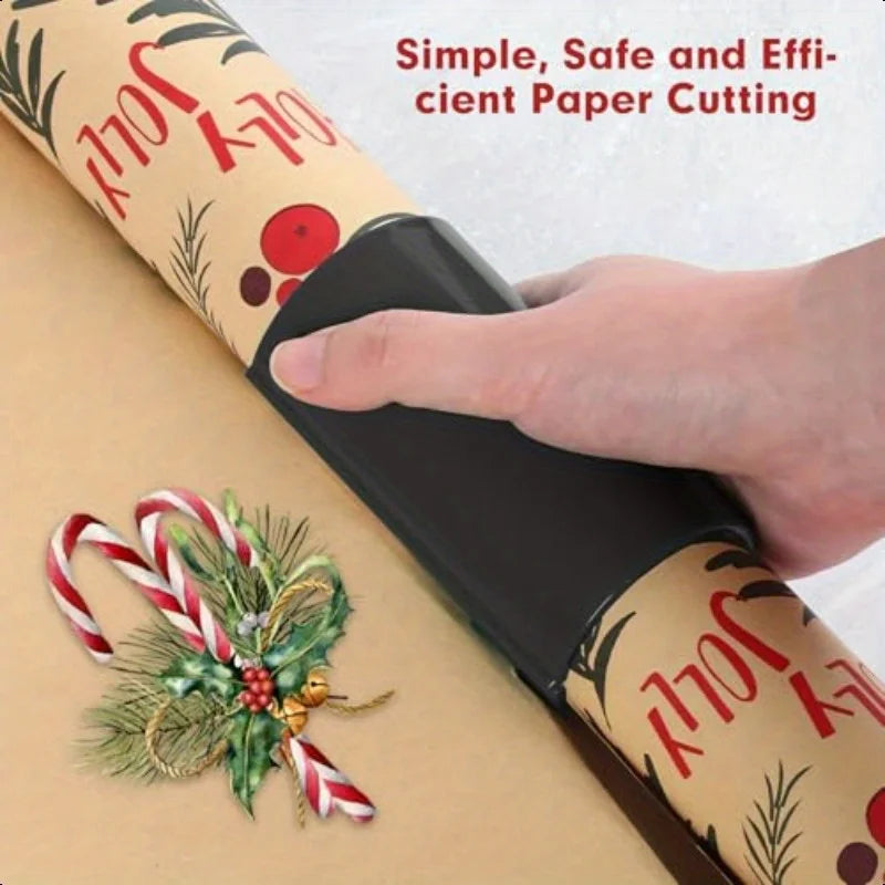 Christmas Gift Wrapping Kit - 7 Piece Set | Wrapping Paper| Tags| Paper Cutter | Storage Bag|Greeting Cards