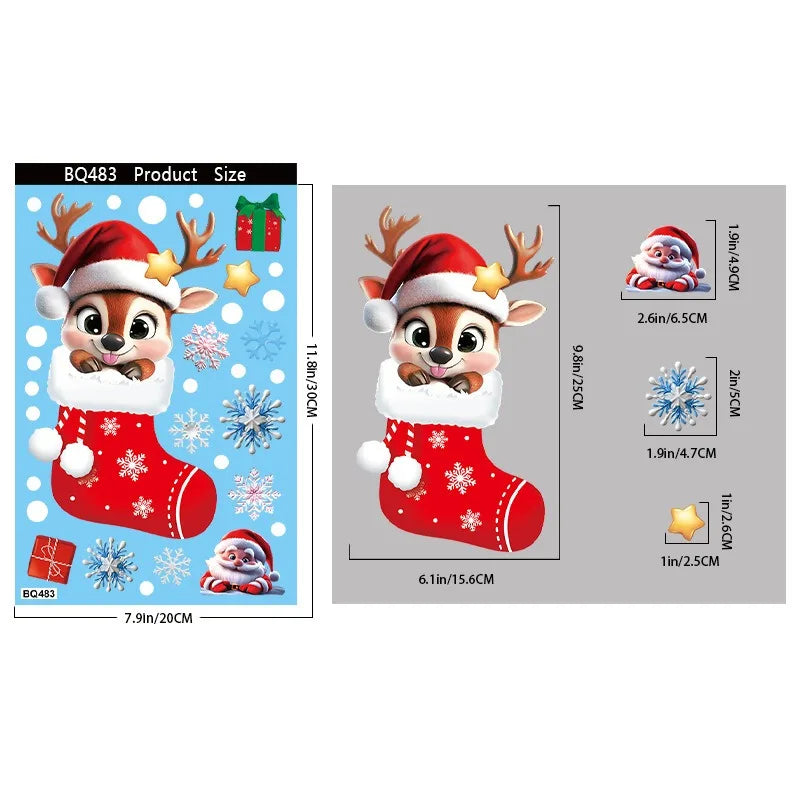 Christmas Window Stickers | 10 Festive Designs | Gingerbread Man, Santa, Snowman & More | Xmas Decor