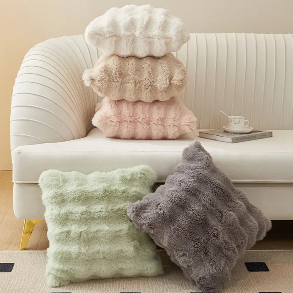 Soft Fur Cushion Cover, 45 x 45 cm | Plush Square Pillowcase