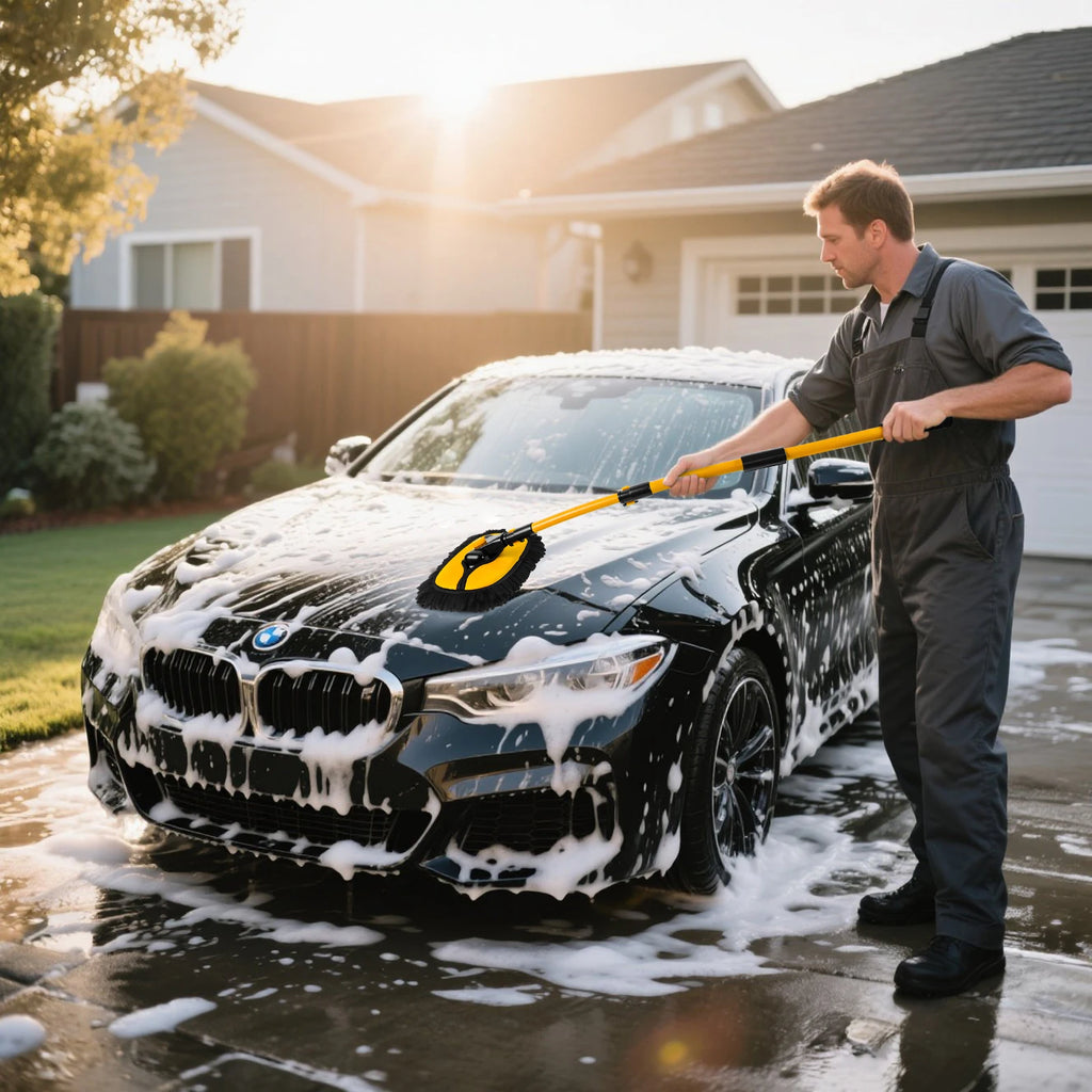 Extendable Car Wash Brush with Rotating Head & Storage Bag