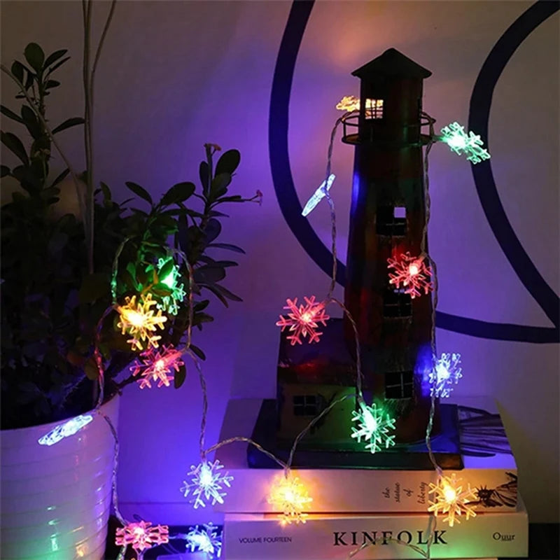 Snowflake Fairy Lights – LED String Lights, Battery/USB Powered