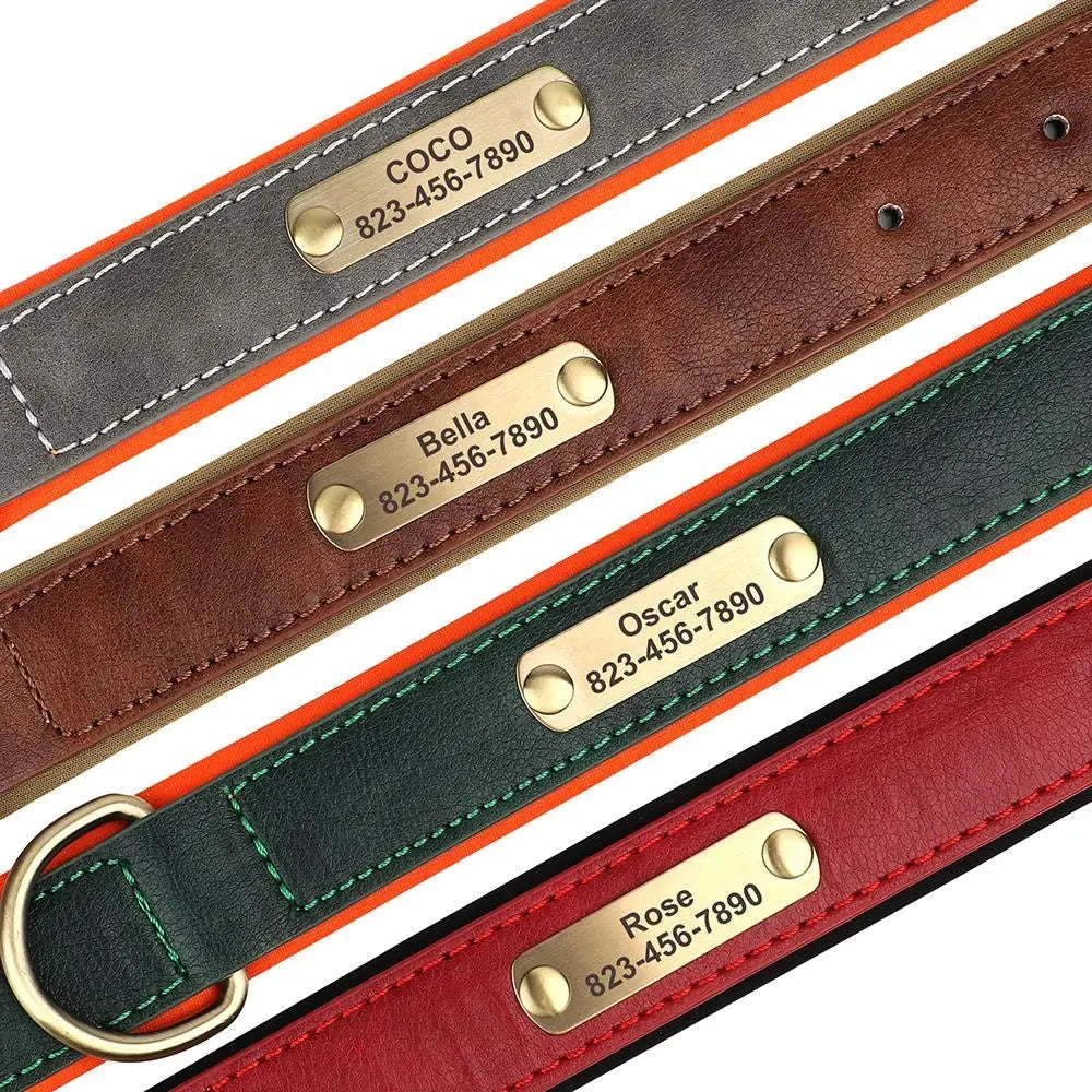 Personalised Leather Dog Collar | Free Engraving | XS–XL | 9 Colours