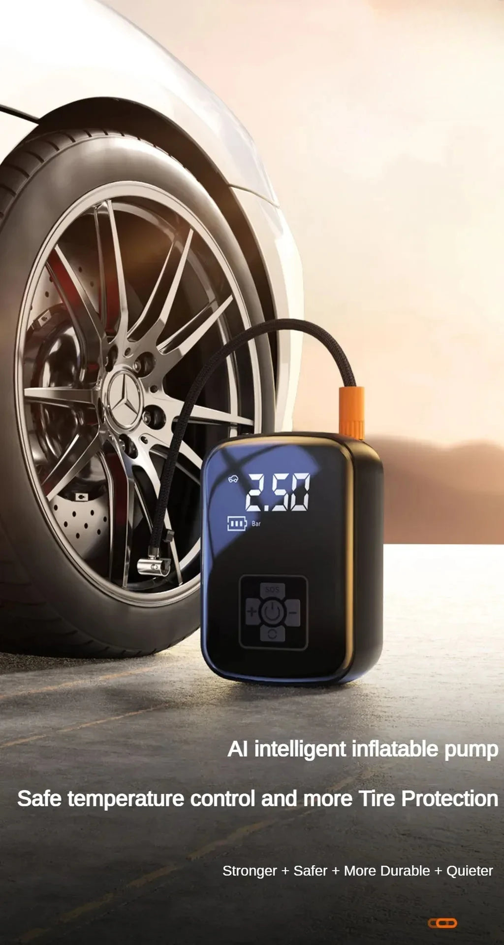 EAFC Portable Wireless Tyre Inflator | 30L/min Digital Air Compressor with Auto-Stop