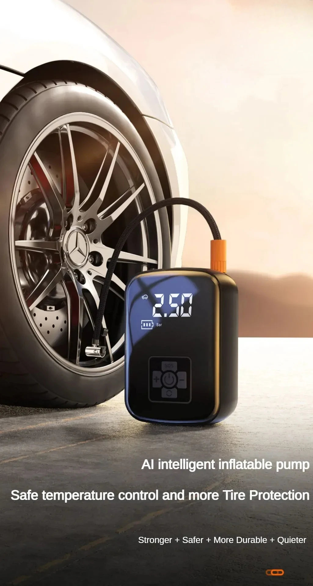 EAFC Portable Wireless Tyre Inflator | 30L/min Digital Air Compressor with Auto-Stop