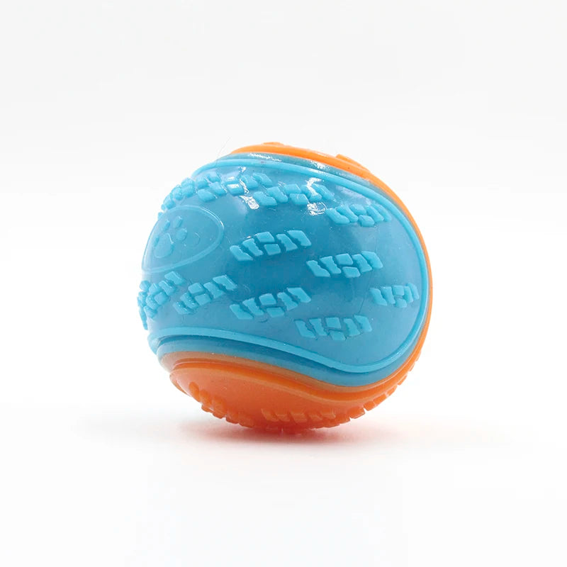 Squeaky Dog Ball Toy | TPR Bite-Resistant | Teeth Cleaning | Blue, Purple & Green