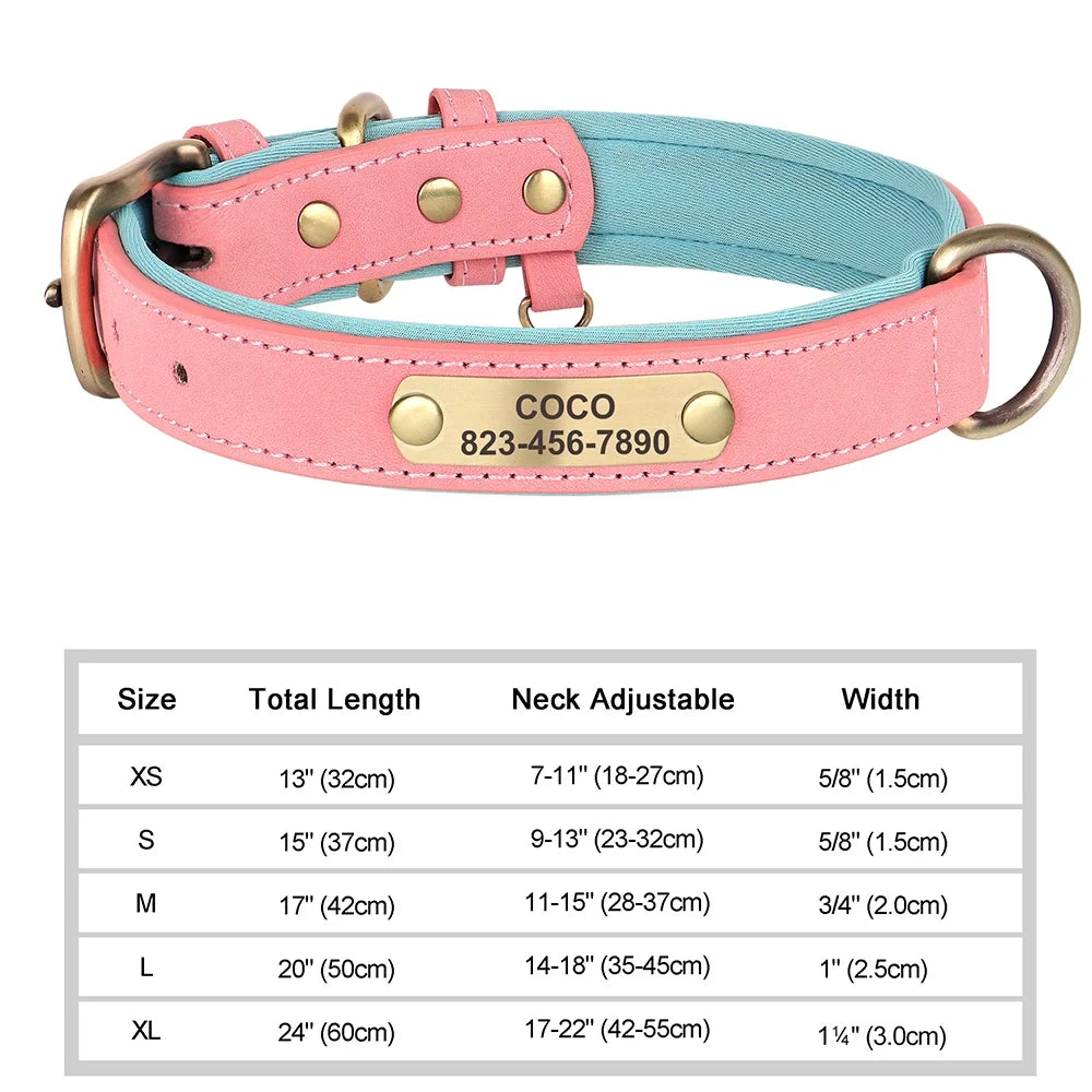 Personalised Leather Dog Collar | Free Engraving | XS–XL | 9 Colours