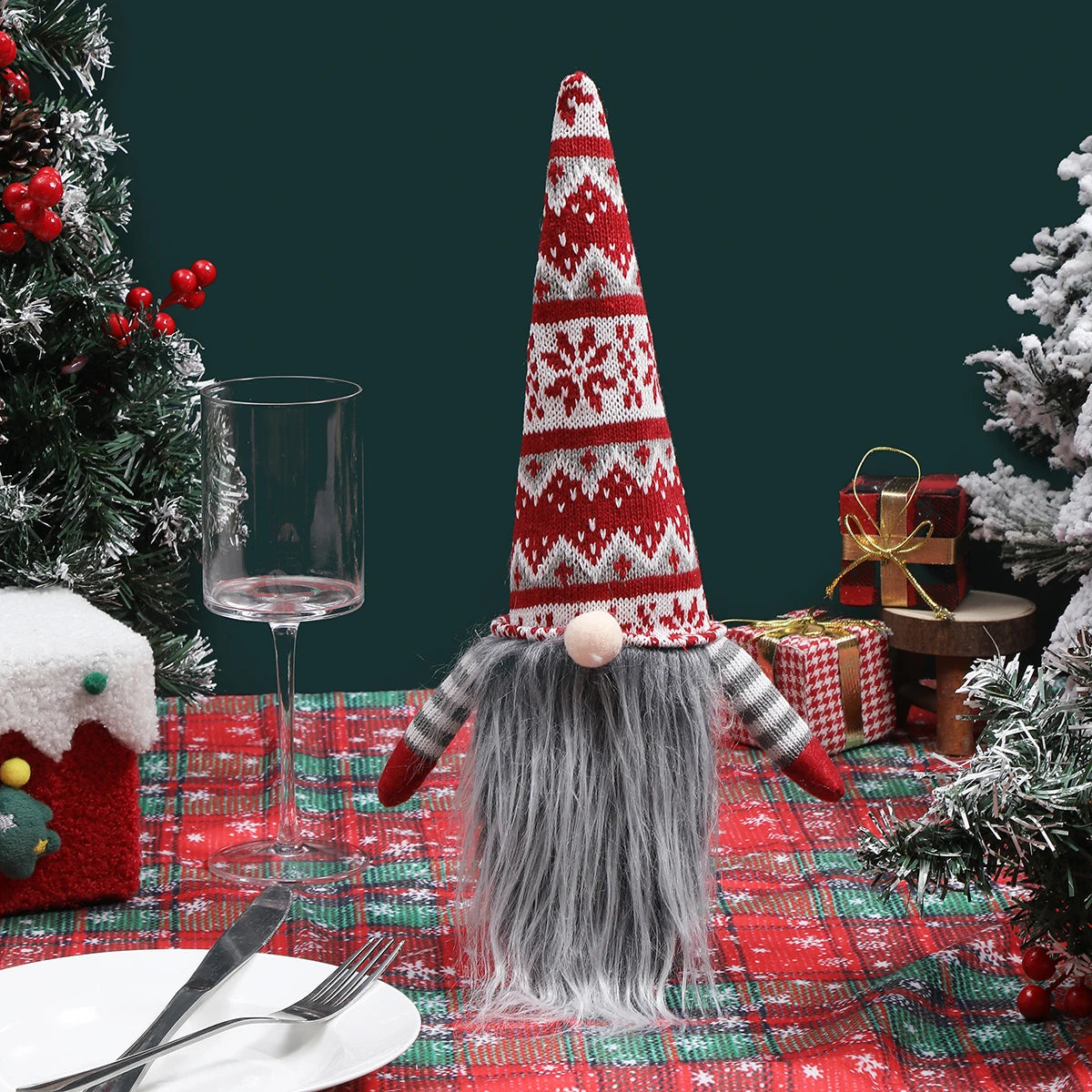 Christmas Wine Bottle Bag Decorations - Festive Table & Party Covers