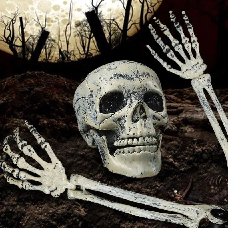 Halloween Skeleton Head & Hands Yard Decorations