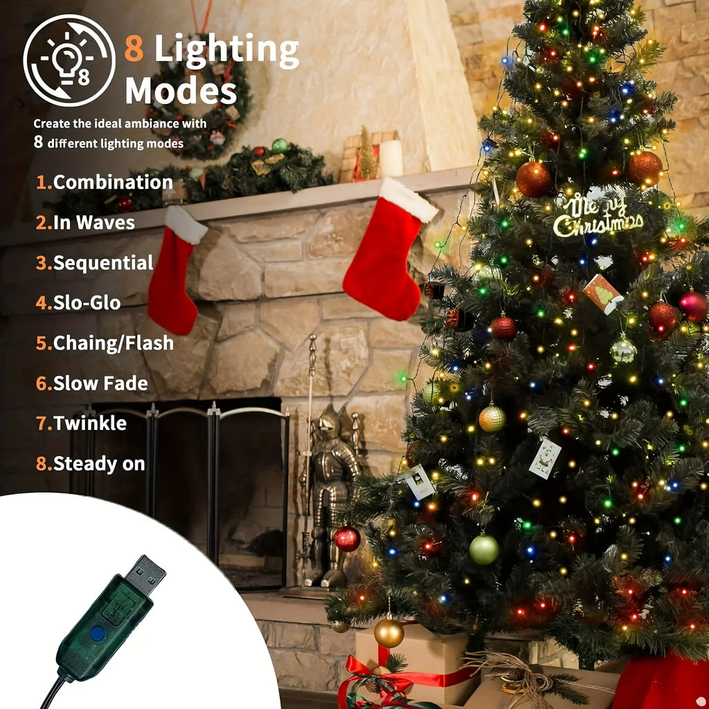 Christmas Tree USB Fairy Lights | 200cm | 280 or 400 LED | Warm White & Multicolour | Indoor & Outdoor