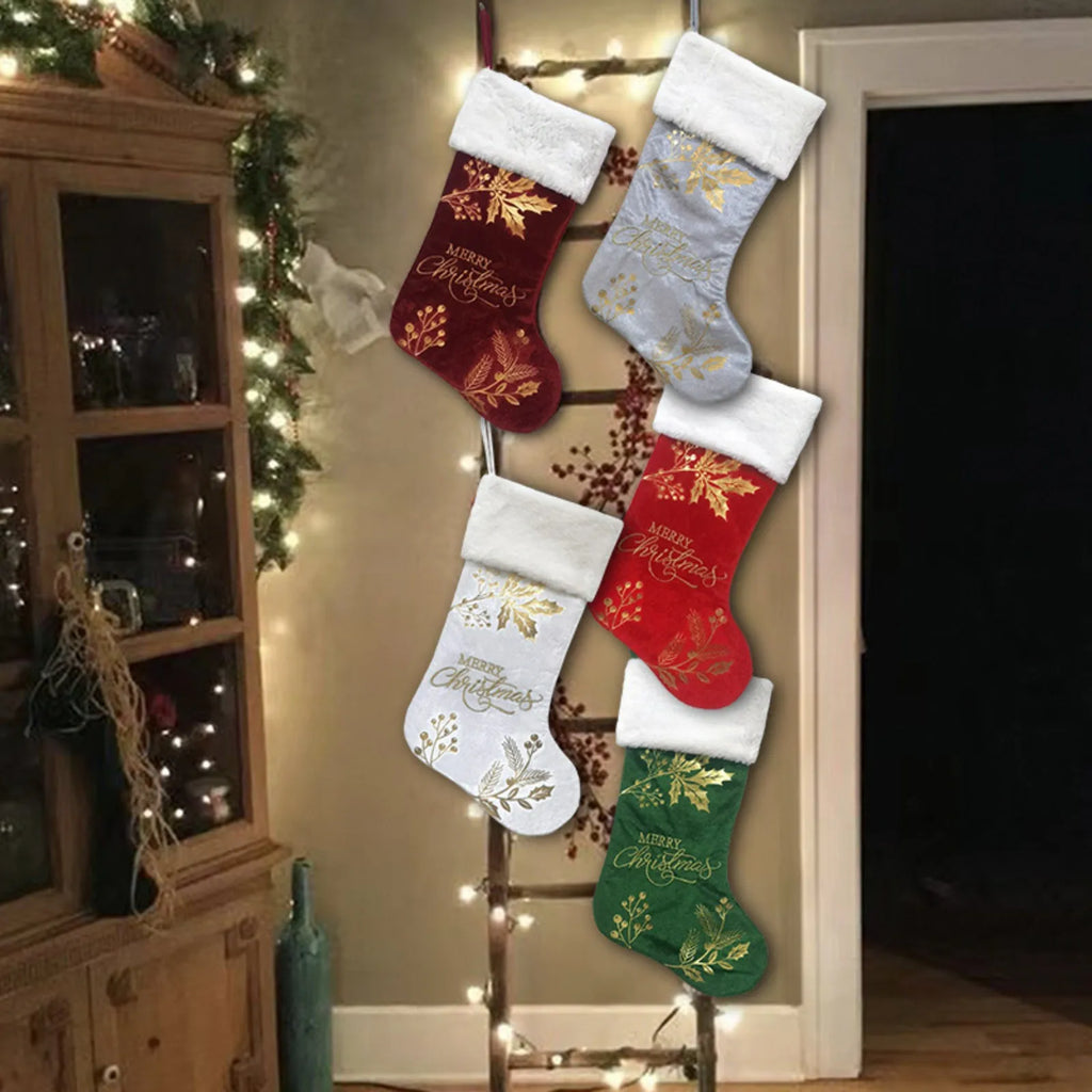 Christmas Stocking Candy Boots with Bells | 46x28cm Fireplace Hanging Sock | 5 Colours