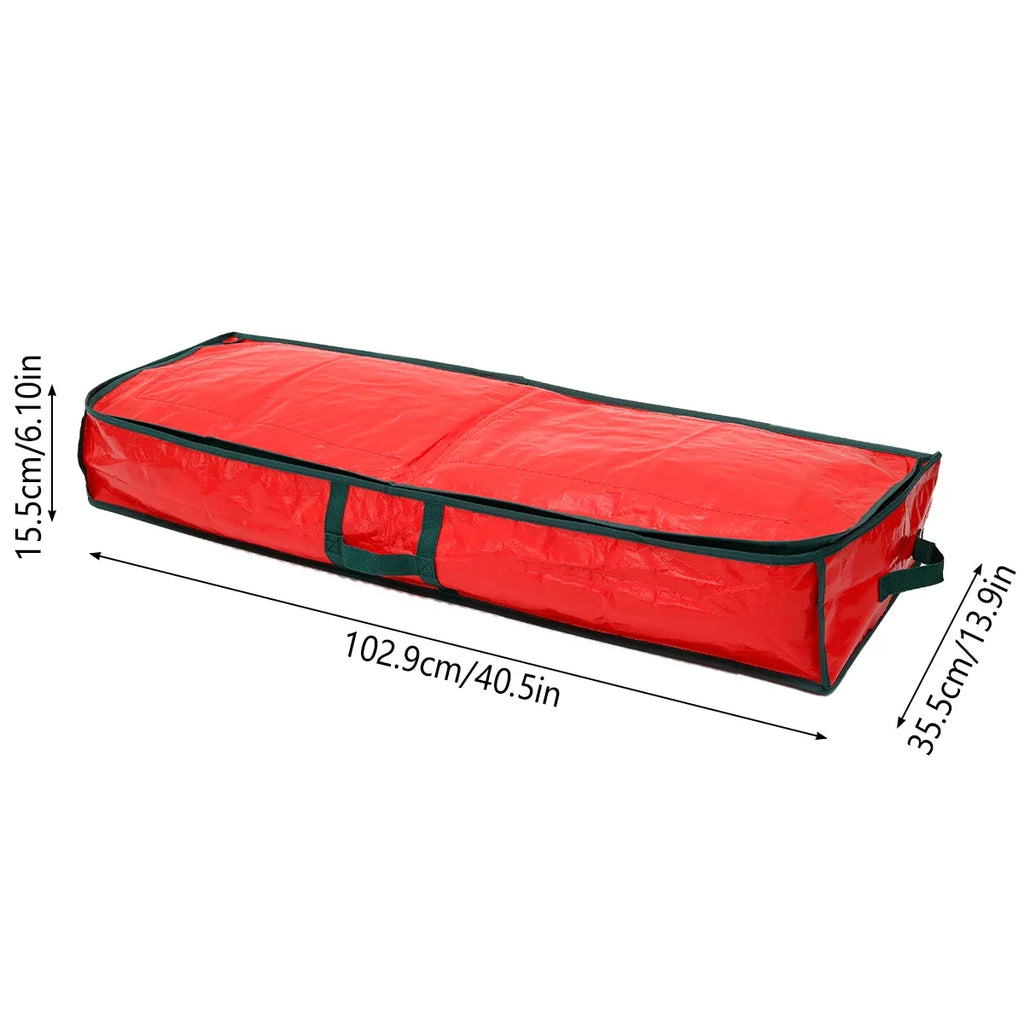 Christmas Wrapping Paper Storage Bag | 40" Durable Oxford Fabric | Fits Rolls, Ribbons & Ornaments | Red & Green