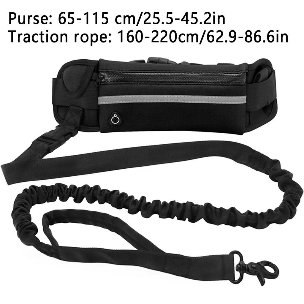 Hands Free Dog Leash with Waist Bag | Reflective Nylon Running Lead