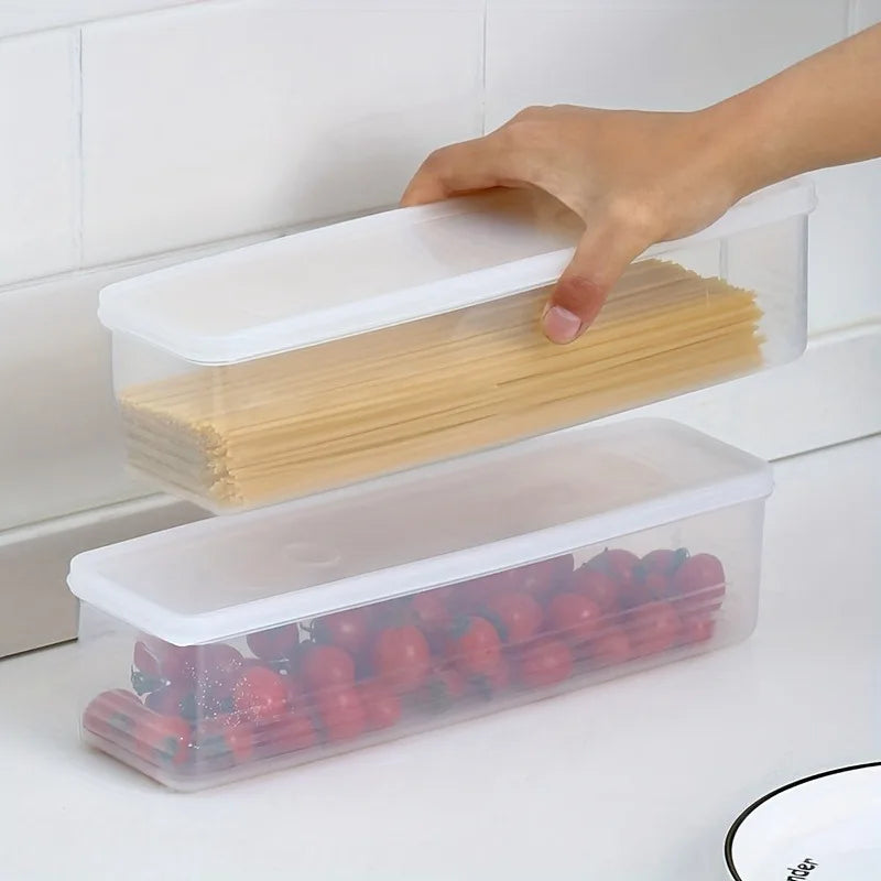 Rectangular Food Storage Containers – Set of 4 Clear Plastic Fridge Organiser Boxes