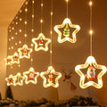 LED Christmas Curtain String Lights | USB | 8 Modes | Stars, Trees & Circles | Warm & Colourful | Bedroom & Window Decoration